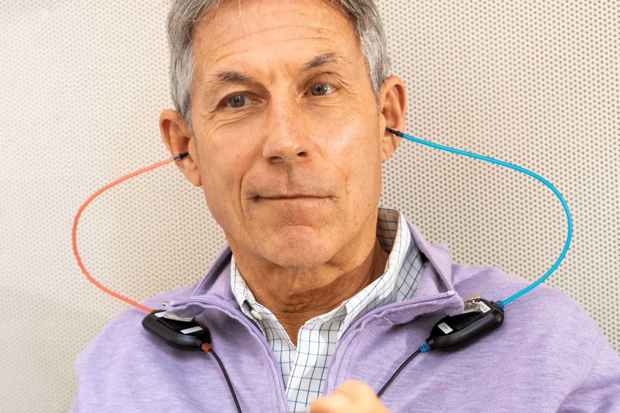 man taking a hearing test